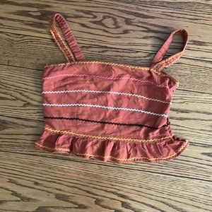 Red and Orange Mixture Striped Crop Top